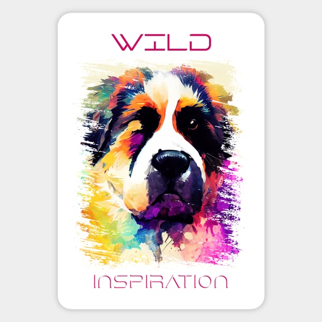 Saint Bernard Dog Wild Nature Animal Colors Art Painting Sticker by Cubebox